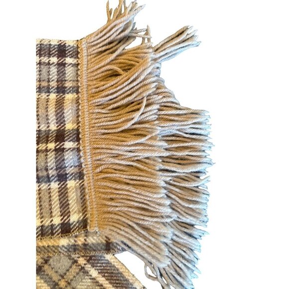 Plaid Wool & Cashmere Scarf With Fringe Ends - Picture 2 of 3
